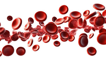 Flowing red blood cell on a transparent background 