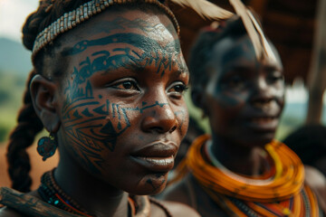 Obraz premium Portrait of an African woman in traditional costume, generative AI