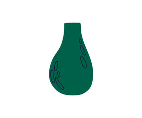 Cute interesting vase drawn in flat style. Interior, vase, decoration. Hand drawn vector illustration.
