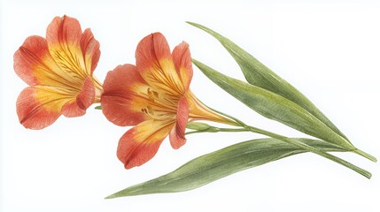 a drawing of a red flower on a white background 