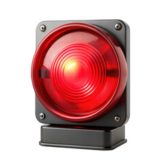 Fototapeta premium Bright red industrial warning light signal device isolated 3d icon black on transparent background