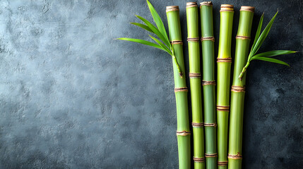 Fresh green bamboo stalks on dark background, ideal for spa or wellness promotion
