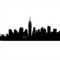 Naklejka premium Urban skyline silhouette at dusk with tree branches silhouetted skyline cityscape architecture illustration building city vector