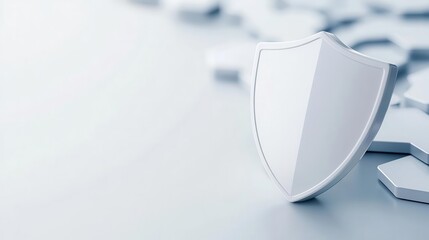 Online security concept with shield and digital firewall effects, isolated on white background