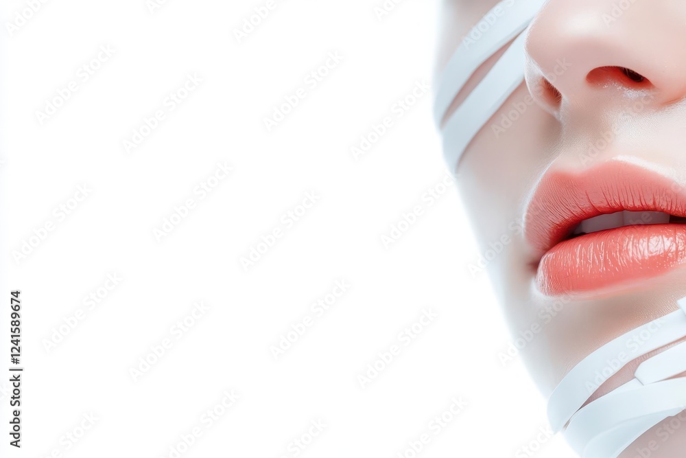 Poster artificial intelligence face with digital brain waves, symbolizing machine learning, isolated on whi