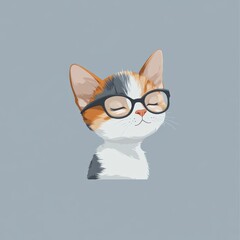 Obraz premium Cute cat wearing glasses, exuding a calm and relaxed demeanor