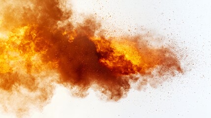 an explosion of fire and flames on a white background 