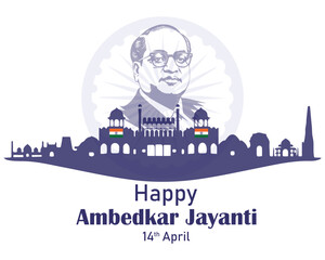  Indian freedom fighter Dr. Babasaheb Bhimrao Ambedkar Jayanti 14 April, Ambedkar Vector, and Typography.