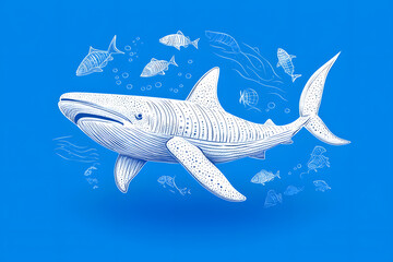 Naklejka premium Shark under water blue background illustration