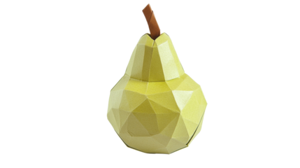 Geometric low-poly pear on transparent background