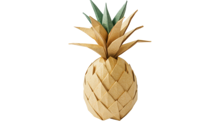 Artistic origami pineapple on transparent background