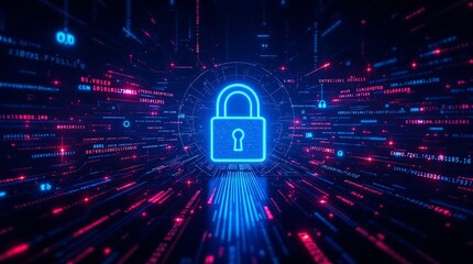 Futuristic 3D Digital Lock with Encrypted Codes & Firewall Security