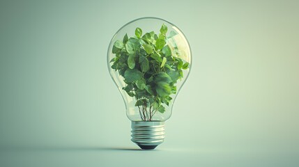 a light bulb with a green plant growing inside 