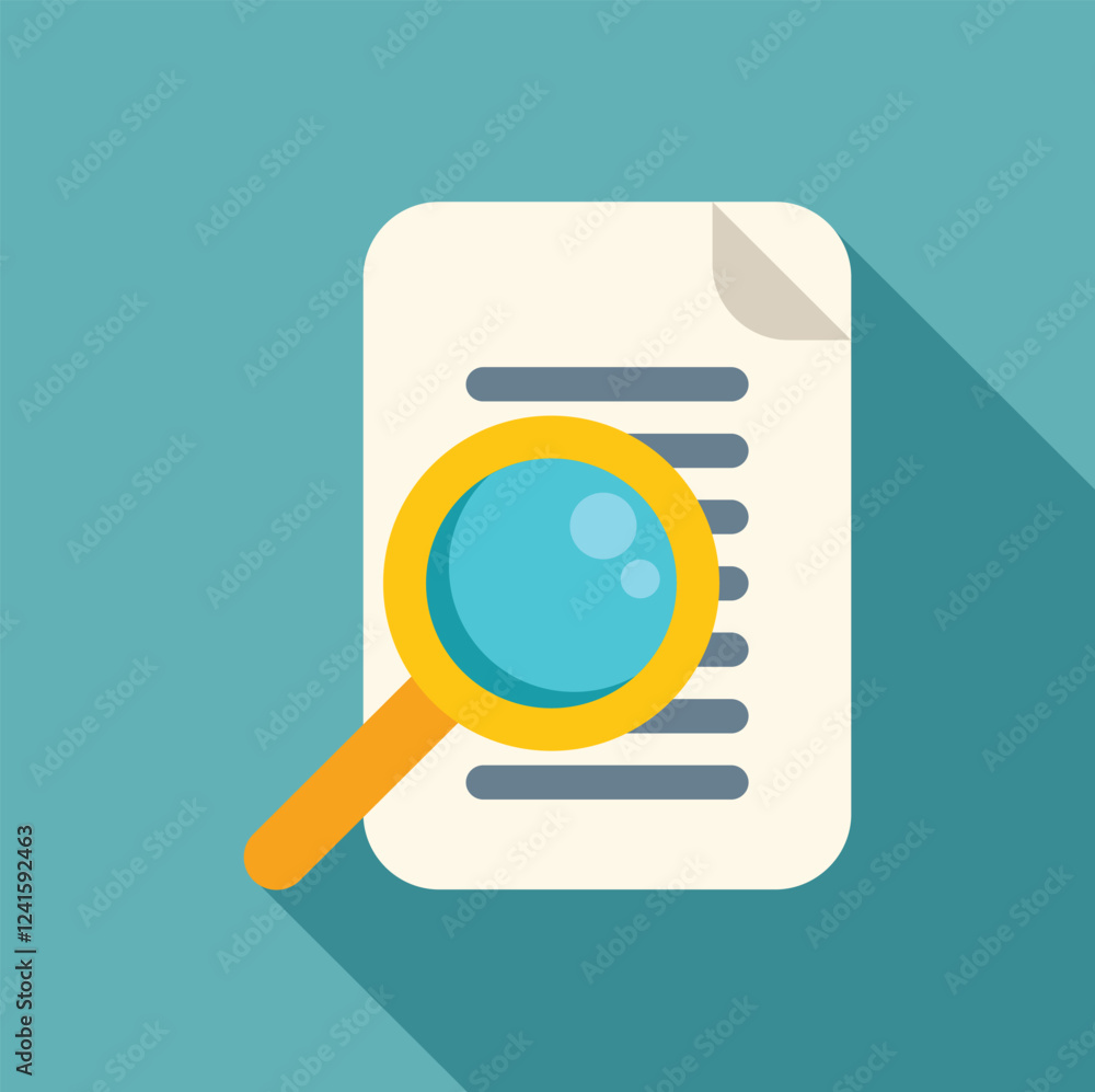 Aufkleber magnifying glass examining a document with lines of text, symbolizing research, analysis, and inform