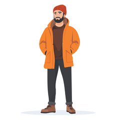 Obraz premium Cyprus Man Winter Clothes and Style Vector Illustration | Cozy and Fashionable Cold-Weather Look