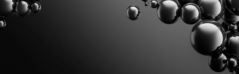 Minimalist luxury mockup background with space for text featuring floating 3D spheres in monochrome tones, suitable for abstract, technology, or creative branding