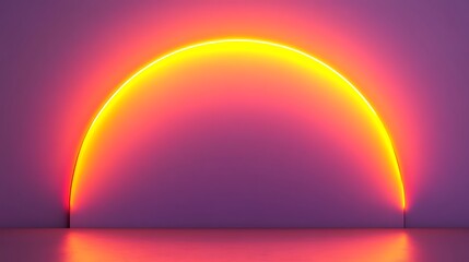 Arch neon light, purple wall, studio