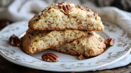 Maple pecan scones with a crispy outer crust and a soft, crumbly interior, perfect for breakfast or brunch.