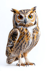 Obraz premium Owl is sitting isolated on white background