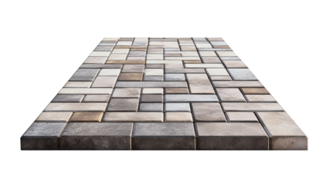 Paving stones creating a random pattern on transparent background