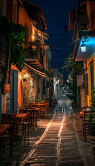Fototapeta premium At night In the dark Pylos comes alive with new li_005