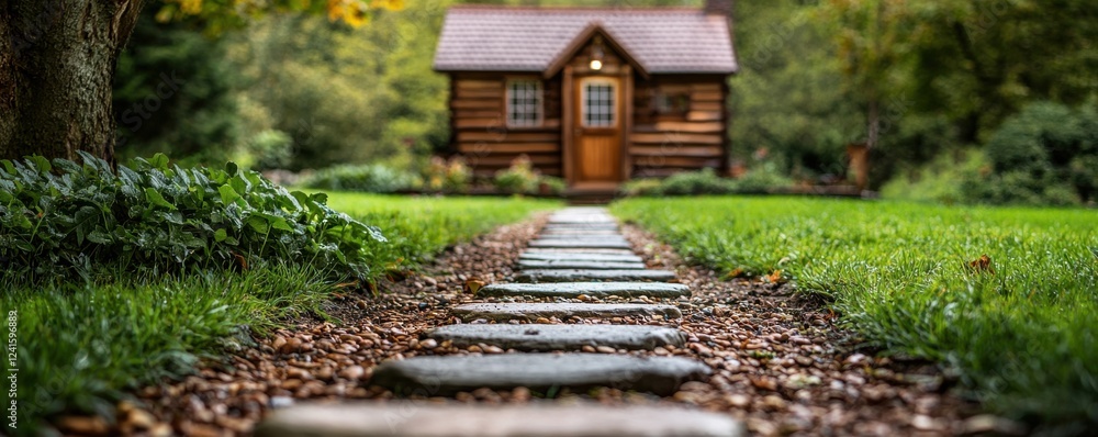 Poster creating a rustic garden path with natural stones at home