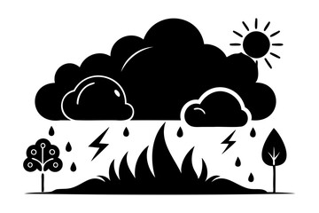 Weather silhouette black silhouette vector illustration isolated on a transparent background