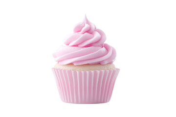 Pink cupcake on a white transparent background 