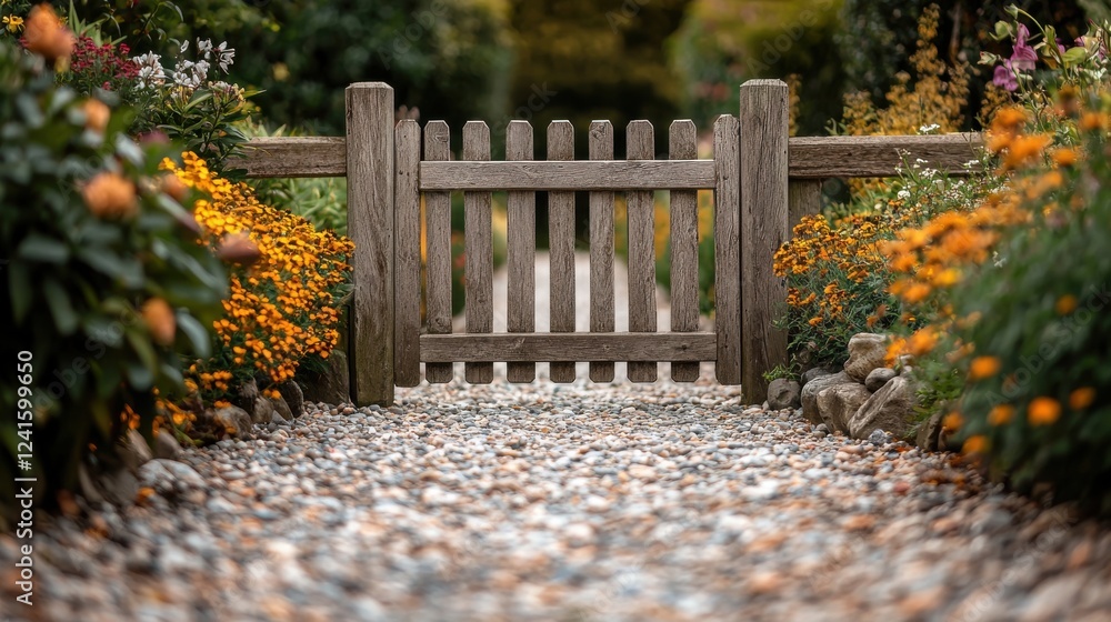 Poster creating a tranquil garden path at home with smooth river rocks