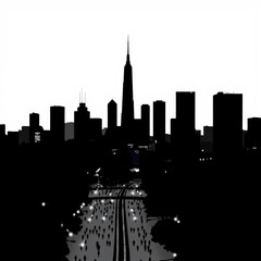 Obraz premium Colorful cityscape illustration urban skyline modern architecture silhouetted skyline cityscape architecture illustration building city vector
