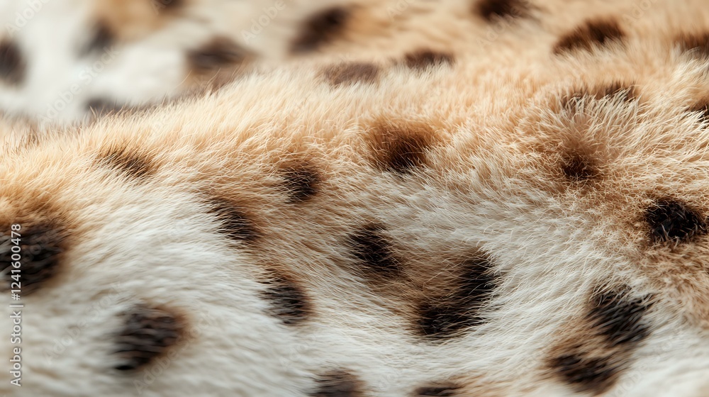 Poster close up macro shot of cheetah fur texture showing detailed spotted pattern and soft beige and white