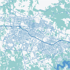 Map of Killeen in Texas in a professional blue style. Contains layered vector with roads water, parks, etc.