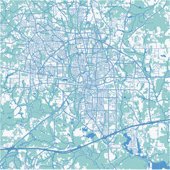 Map of Longview in Texas in a professional blue style. Contains layered vector with roads water, parks, etc.