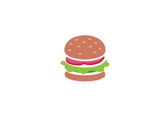Hamburger Sandwich with meat and vegetable design illustration