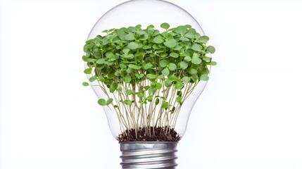 green plants growing in a light bulb 