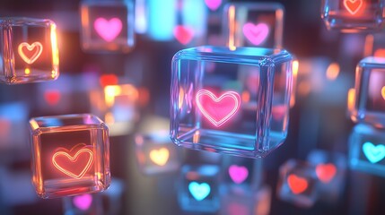 A dynamic array of translucent cubes floating harmoniously mid-air