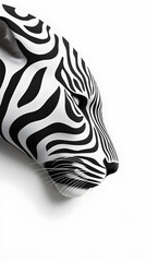 Abstract wild cat panther head made of black and white stripes flat art poster