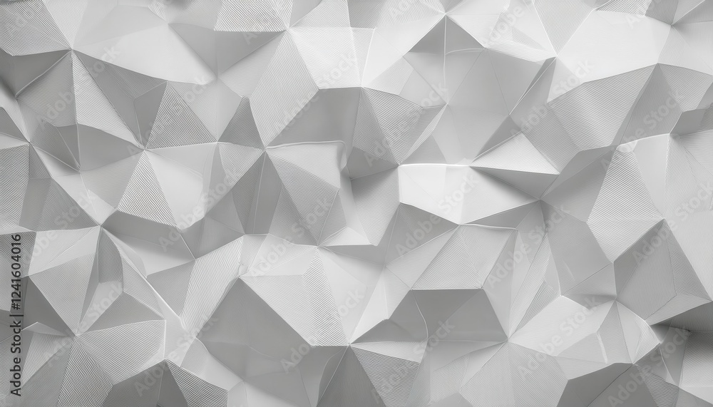 Aufkleber geometric white origami 3d pattern with sharp polygonal folds and faceted surface for modern wall de