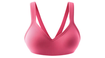 Pink sports bra isolated on transparent background: activewear fashion for women