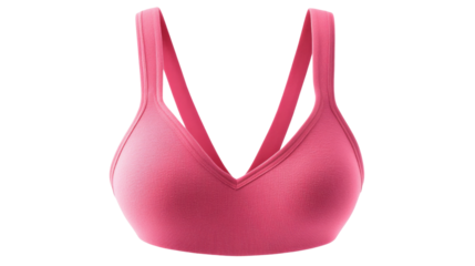 Pink sports bra isolated on transparent background: activewear fashion for women
