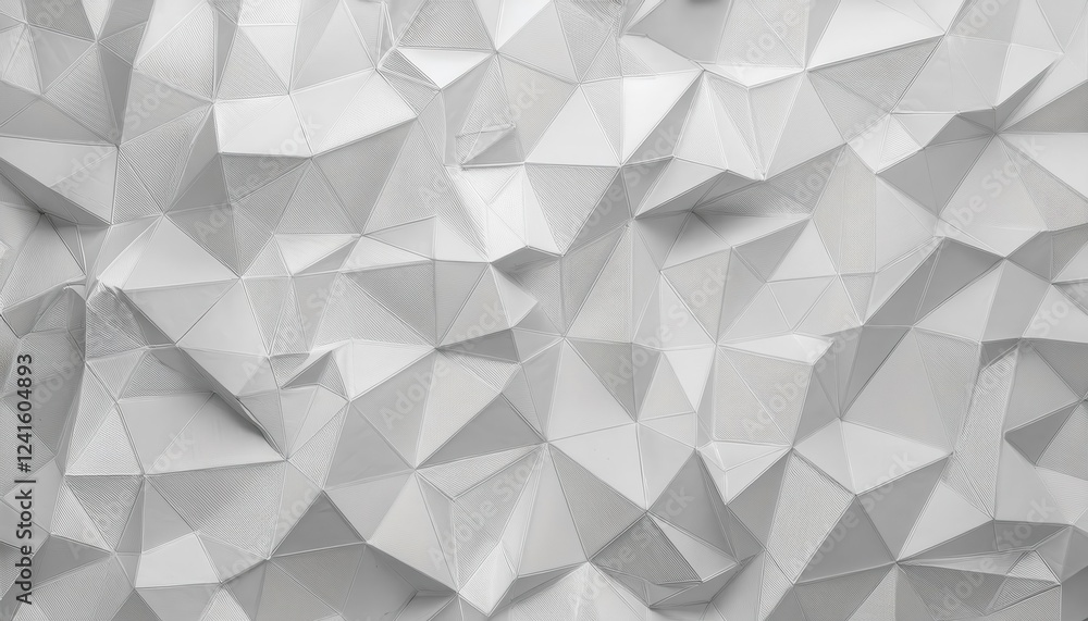 Aufkleber geometric white origami 3d pattern with sharp polygonal folds and faceted surface for modern wall de