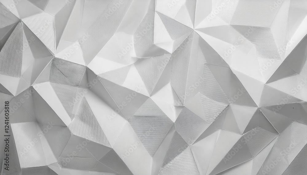 Aufkleber geometric white origami 3d pattern with sharp polygonal folds and faceted surface for modern wall de