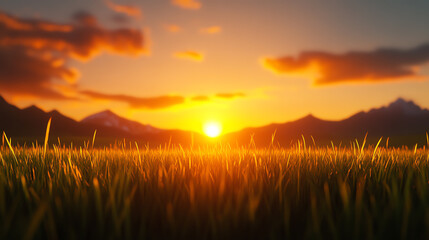 Fototapeta premium A glowing sunrise over a serene valley