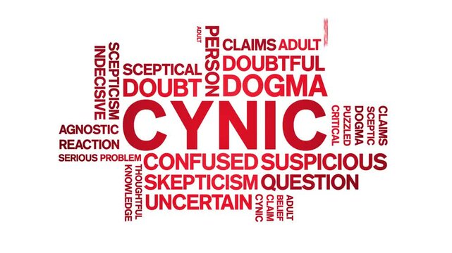 Cynic animated word cloud;text design animation tag kinetic typography seamless loop.