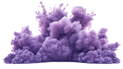 Fototapeta premium Purple smoke explosion expanding on transparent background
