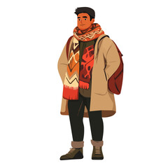 Kiribati Man Winter Clothes and Style – A Unique and Cozy Vector Illustration for Tropical Cold-Weather Fashion

