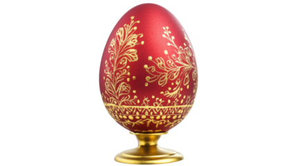 Elegant red egg with intricate gold patterns