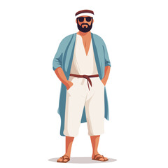 Kuwait Man Summer Clothes and Style – A Modern and Comfortable Vector Illustration for Hot-Weather Fashion
