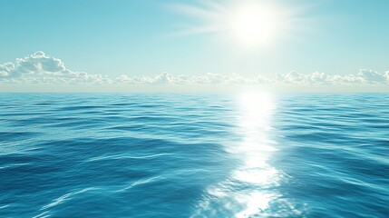Fototapeta premium peaceful calm ocean on sunny day blue sky