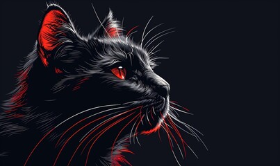 cat on a black background
